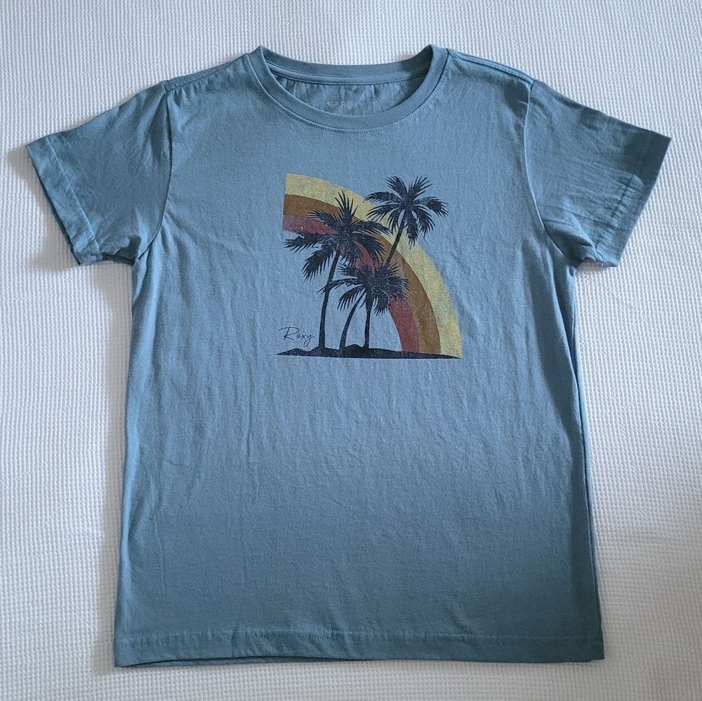 Roxy Palm Trees🌴 and Rainbow🌈 Distressed😫 Graphic Tee👕 - NWOT